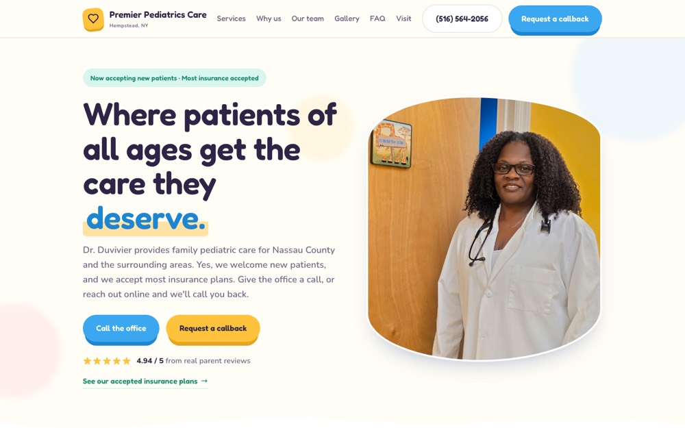 Premier Pediatrics Care homepage