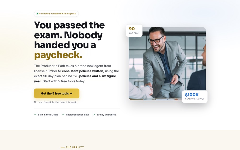 The Producer's Path training program page