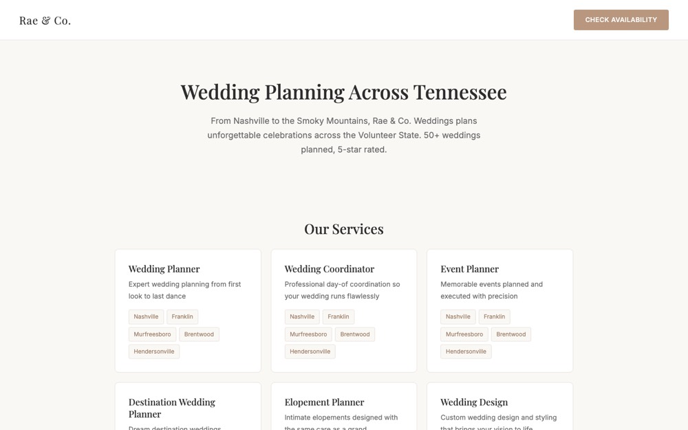 Rae and Co. Weddings Tennessee search pages